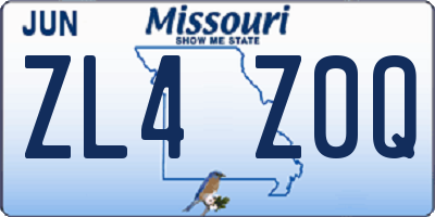 MO license plate ZL4Z0Q