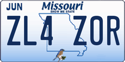 MO license plate ZL4Z0R