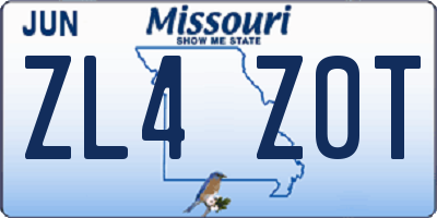 MO license plate ZL4Z0T