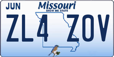 MO license plate ZL4Z0V