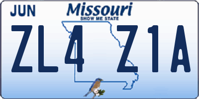 MO license plate ZL4Z1A