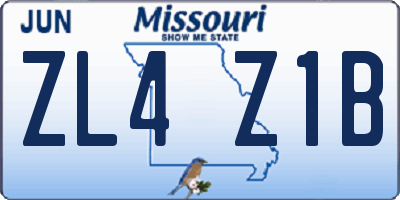 MO license plate ZL4Z1B