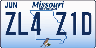 MO license plate ZL4Z1D