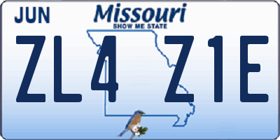 MO license plate ZL4Z1E