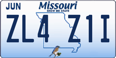 MO license plate ZL4Z1I