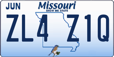MO license plate ZL4Z1Q