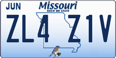 MO license plate ZL4Z1V