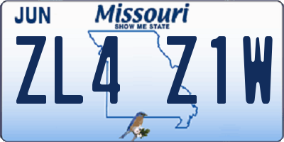 MO license plate ZL4Z1W