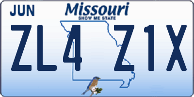 MO license plate ZL4Z1X
