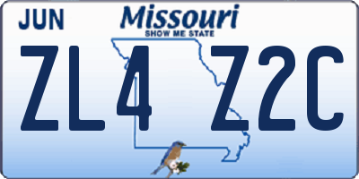 MO license plate ZL4Z2C