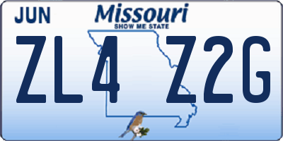 MO license plate ZL4Z2G