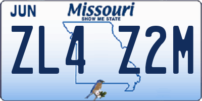 MO license plate ZL4Z2M