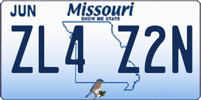 MO license plate ZL4Z2N