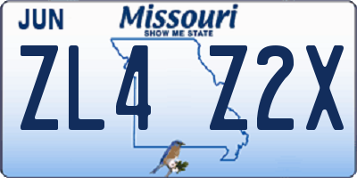 MO license plate ZL4Z2X