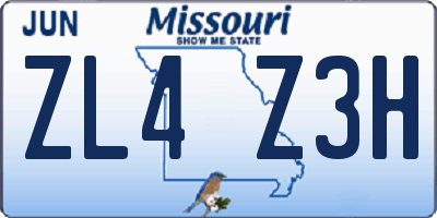 MO license plate ZL4Z3H