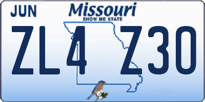 MO license plate ZL4Z3O