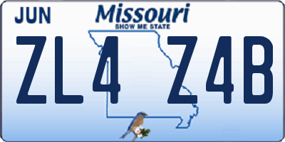 MO license plate ZL4Z4B