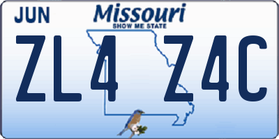 MO license plate ZL4Z4C