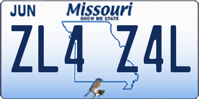 MO license plate ZL4Z4L