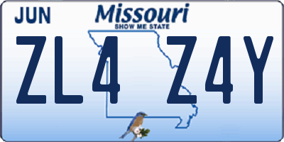 MO license plate ZL4Z4Y