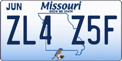 MO license plate ZL4Z5F