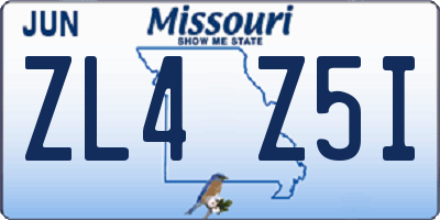 MO license plate ZL4Z5I