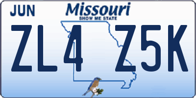 MO license plate ZL4Z5K