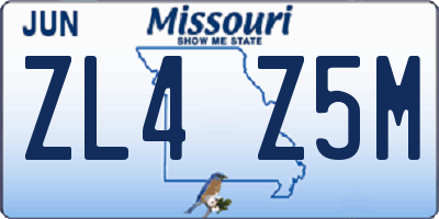 MO license plate ZL4Z5M
