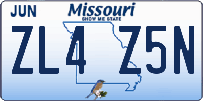 MO license plate ZL4Z5N