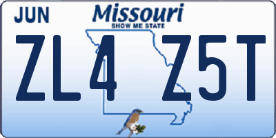 MO license plate ZL4Z5T