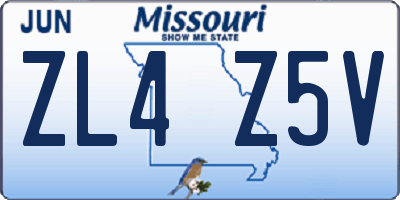 MO license plate ZL4Z5V