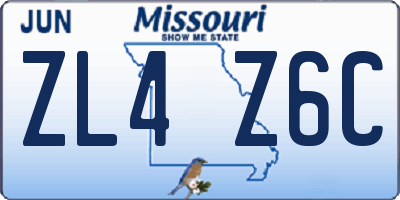 MO license plate ZL4Z6C