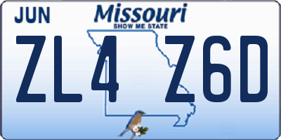 MO license plate ZL4Z6D