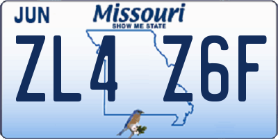 MO license plate ZL4Z6F
