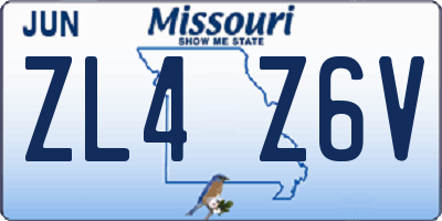 MO license plate ZL4Z6V
