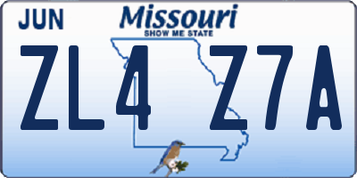 MO license plate ZL4Z7A