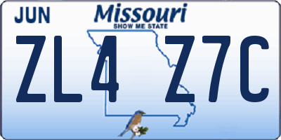 MO license plate ZL4Z7C