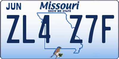 MO license plate ZL4Z7F