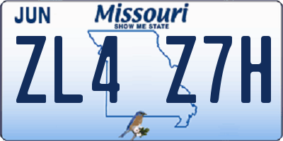 MO license plate ZL4Z7H