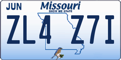 MO license plate ZL4Z7I
