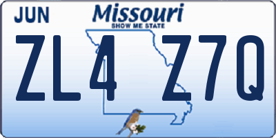 MO license plate ZL4Z7Q