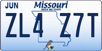 MO license plate ZL4Z7T