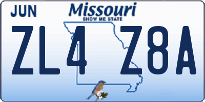 MO license plate ZL4Z8A