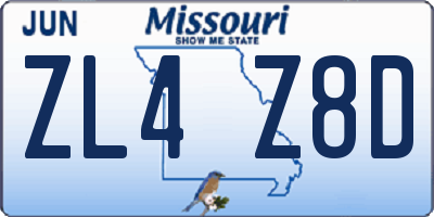 MO license plate ZL4Z8D