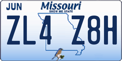 MO license plate ZL4Z8H