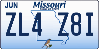 MO license plate ZL4Z8I