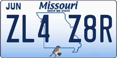 MO license plate ZL4Z8R