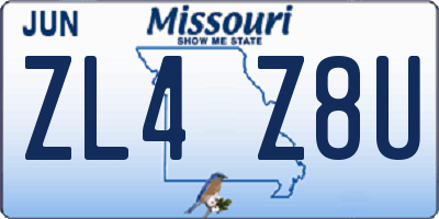 MO license plate ZL4Z8U