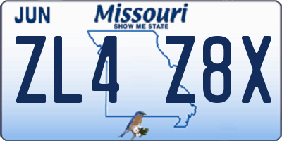 MO license plate ZL4Z8X
