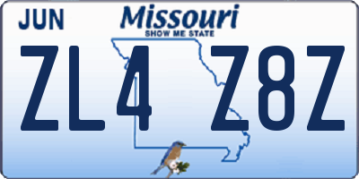 MO license plate ZL4Z8Z